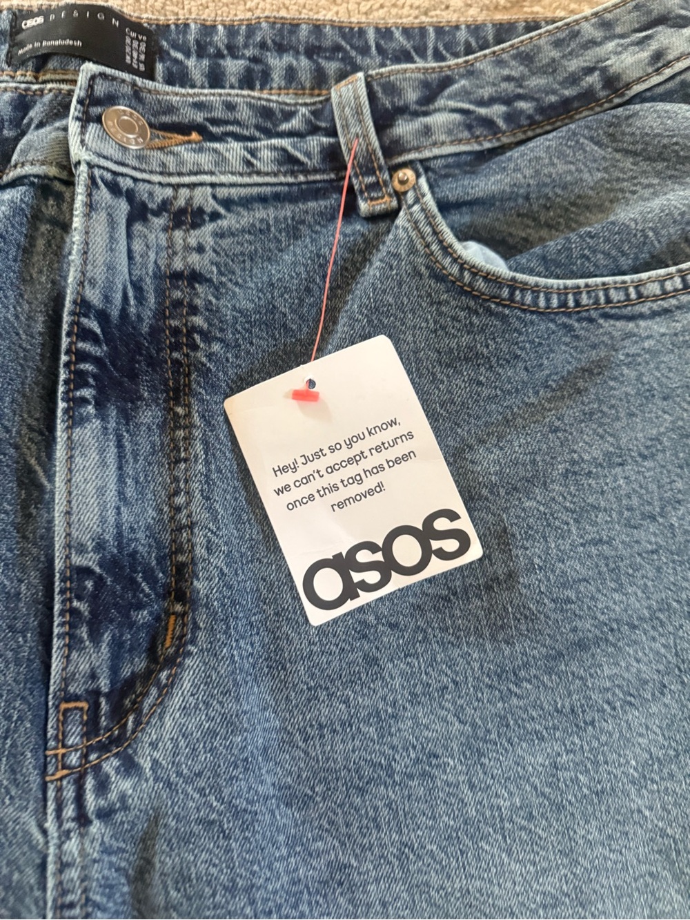 ASOS Relaxed straight jeans crop high rise size 16 new - Picture 4 of 11